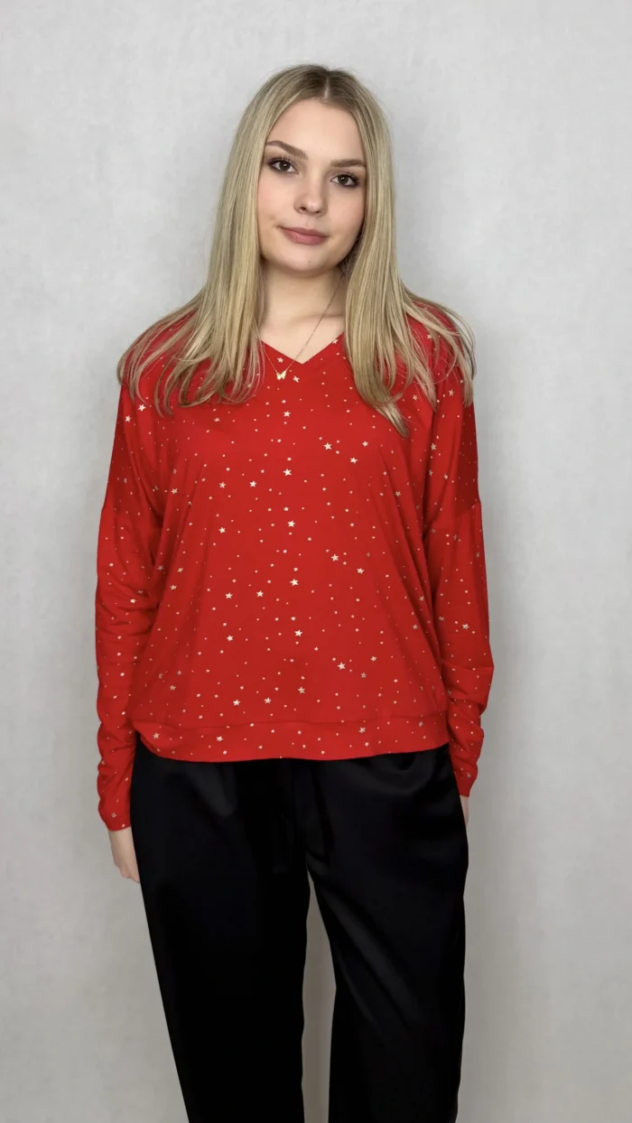 Bluzka Red Snowflake Stars