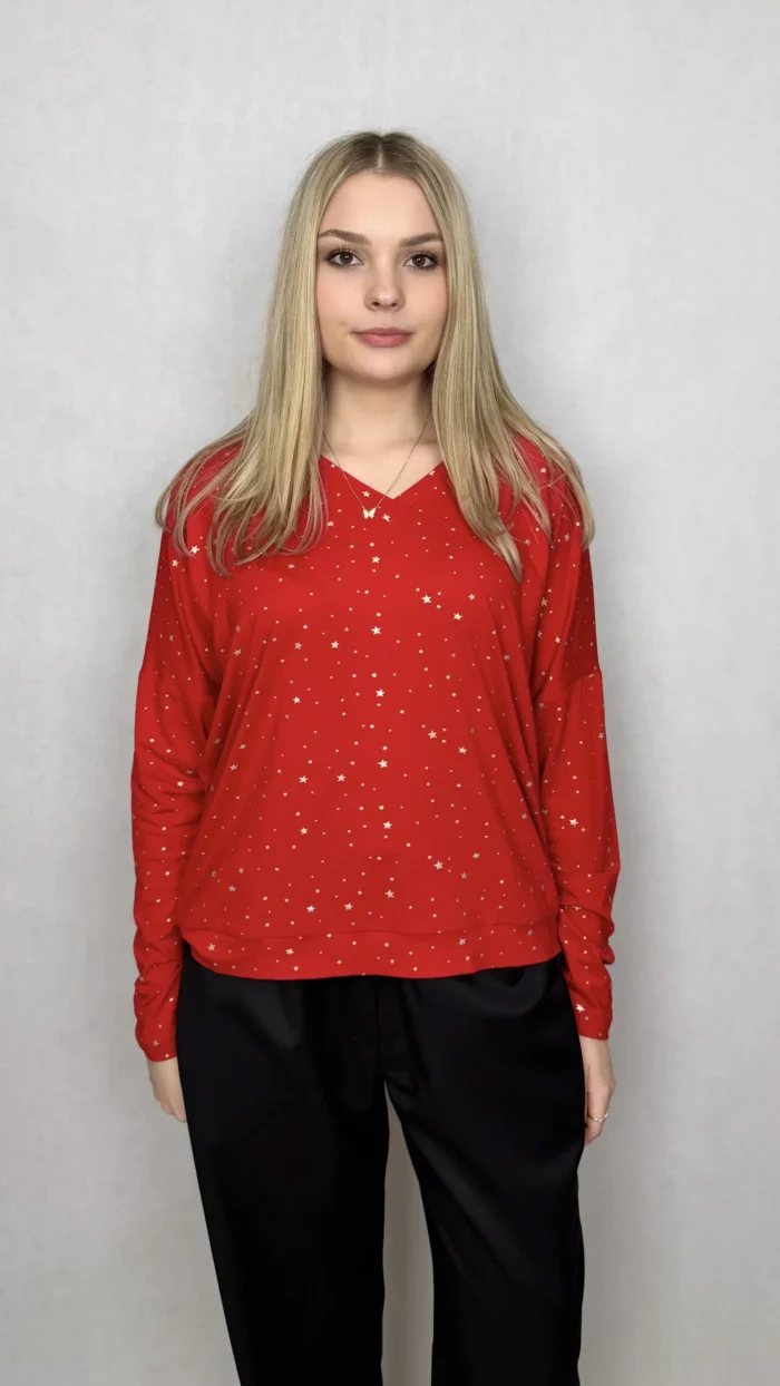Bluzka Red Snowflake Stars